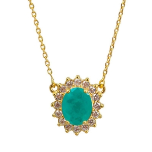 Gargantilha oval cravejada verde Tiffany Bruna Semijoias