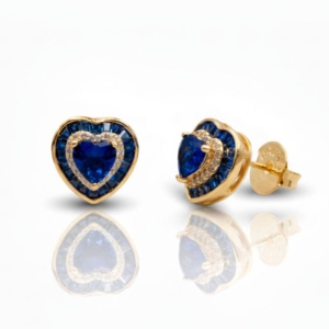 Brinco coração azul cravejado Mariah - Bruna Semijoias