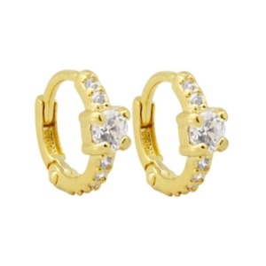 Argola pequena cravejada com ponto de luz Bruna Semijoias