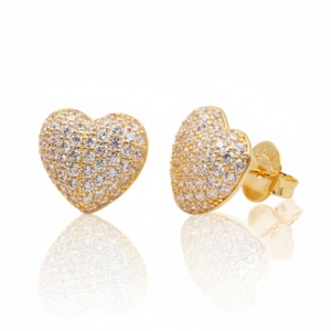 Brinco coração cravejado Bruna Semijoias