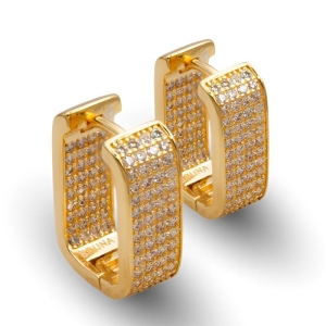 Argola quadrada cravejada Bruna Semijoias