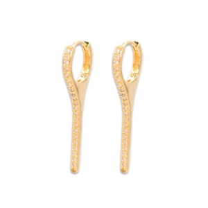 Brinco argola palito cravejado menor Bruna Semijoias