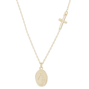 Colar cruz e medalha Nossa Senhora Bruna Semijoias