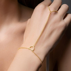 Pulseira hand chain coração Bruna Semijoias