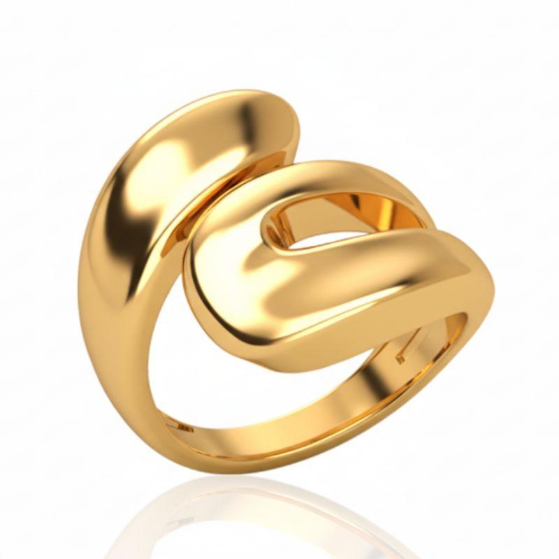 Anel orgânico dourado liso Jade - Bruna Semijoias