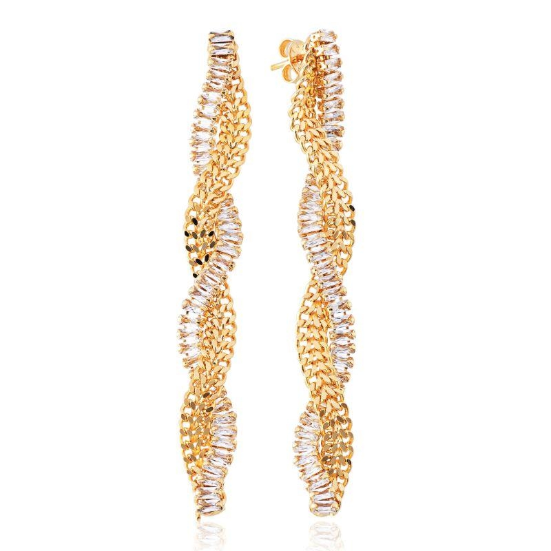 Brinco trançado de riviera e lacraia