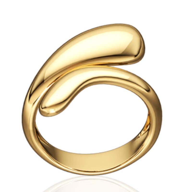 Anel dourado duas gotas Bruna Semijoias