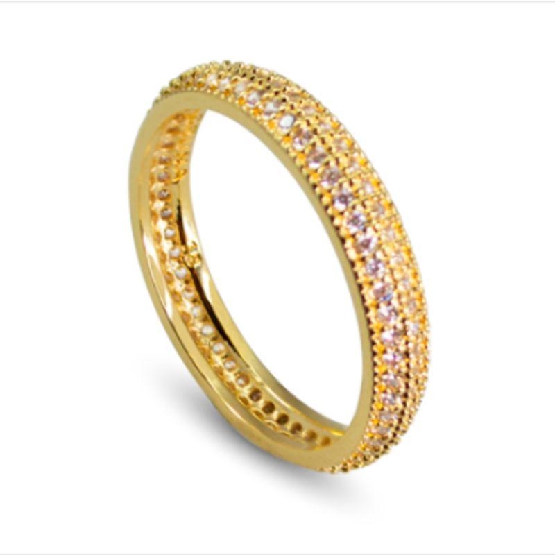 Meia aliança aparador todo cravejado Bruna Semijoias