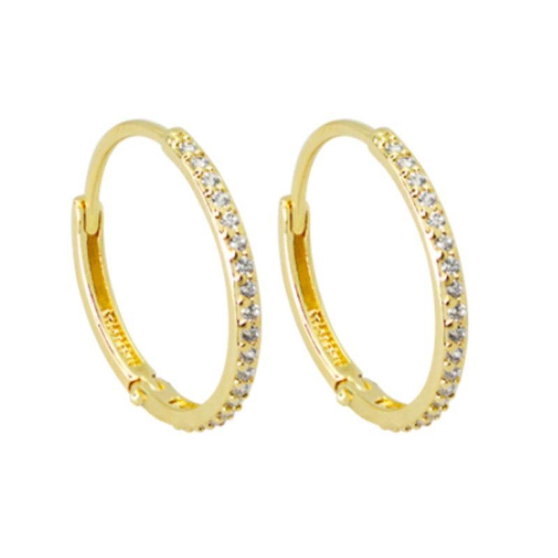 Argola média fina cravejada Bruna Semijoias