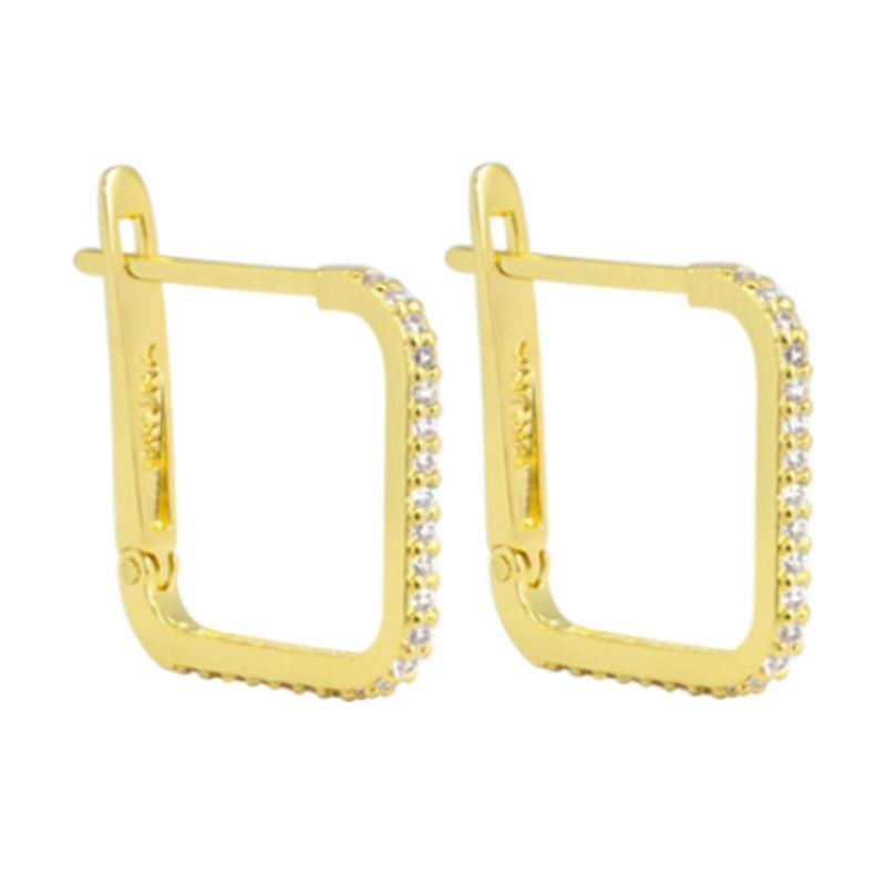 Argola quadrada cravejada média Bruna Semijoias