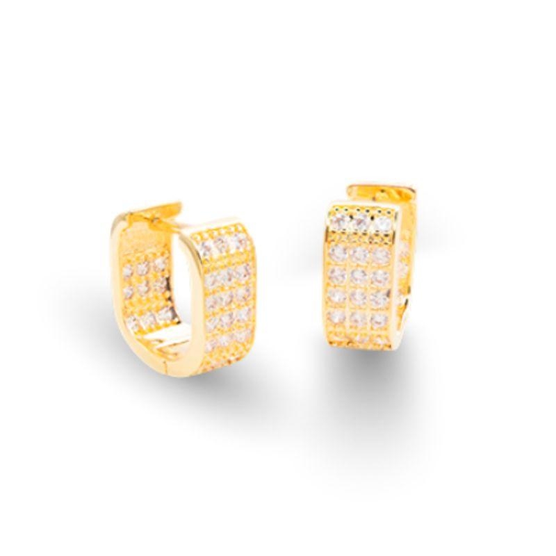 Argola quadrada cravejada pequena Bruna Semijoias