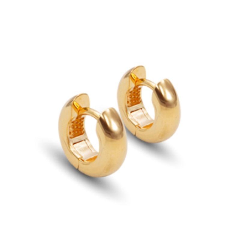 Brinco argola dourada pequena grossinha Bruna Semijoias