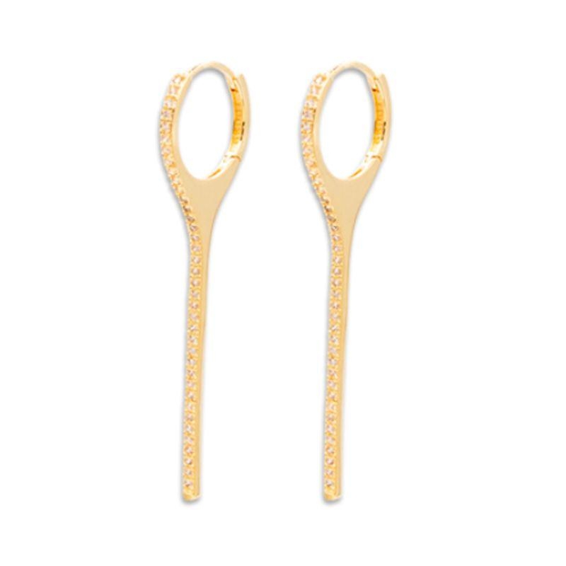 Brinco argola maior palito cravejado Bruna Semijoias