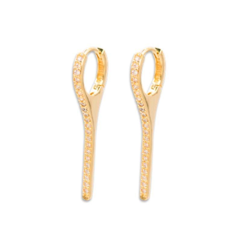 Brinco argola palito cravejado menor Bruna Semijoias