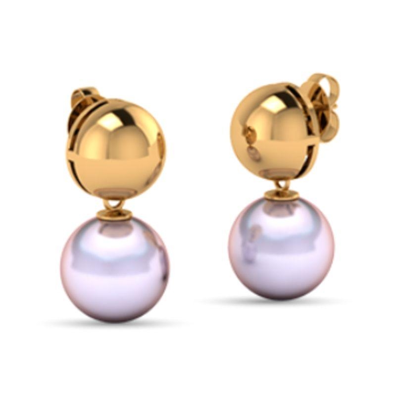 Brinco bola dourada com pérola Bruna Semijoias