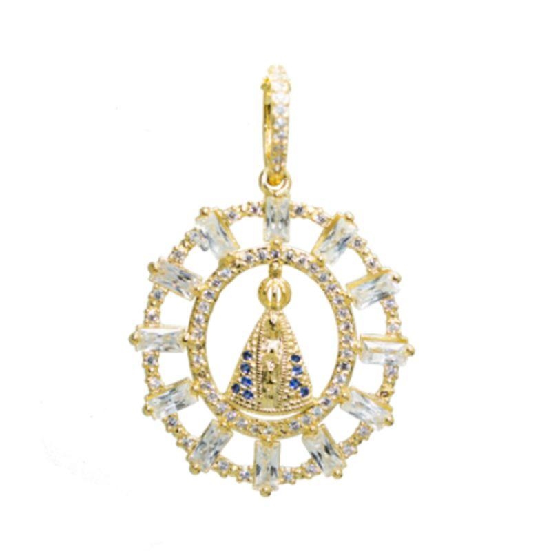 Medalha Nossa Senhora Aparecida cravejada Bruna Semijoias