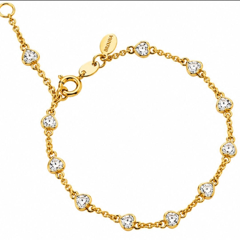 Pulseira corações de zircônia Bruna Semijoias
