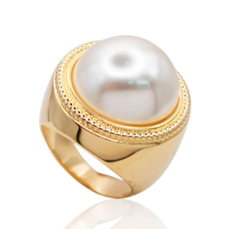 Anel meia pérola Marly - Bruna Semijoias