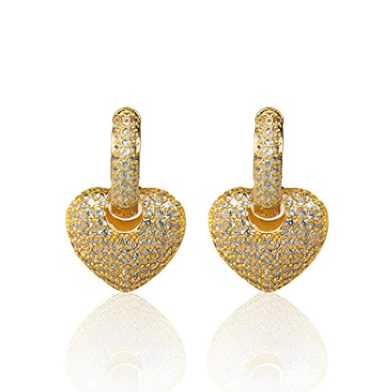 Argola coração cravejada Bruna Semijoias