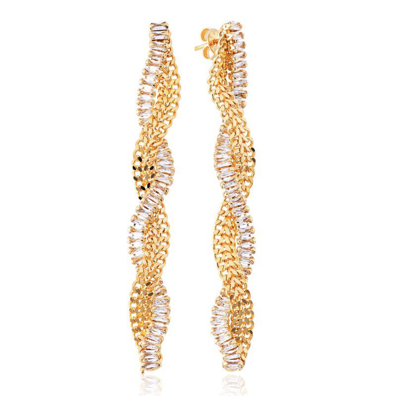 Brinco trançado de riviera e lacraia