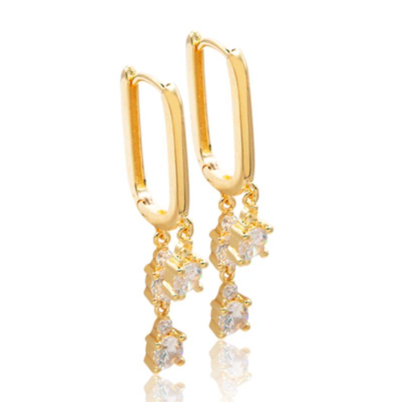 Argola Isabela com pingentes pontos de luz Bruna Semijoias