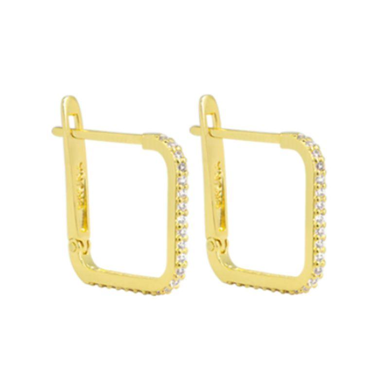 Argola quadrada fina cravejada Bruna Semijoias