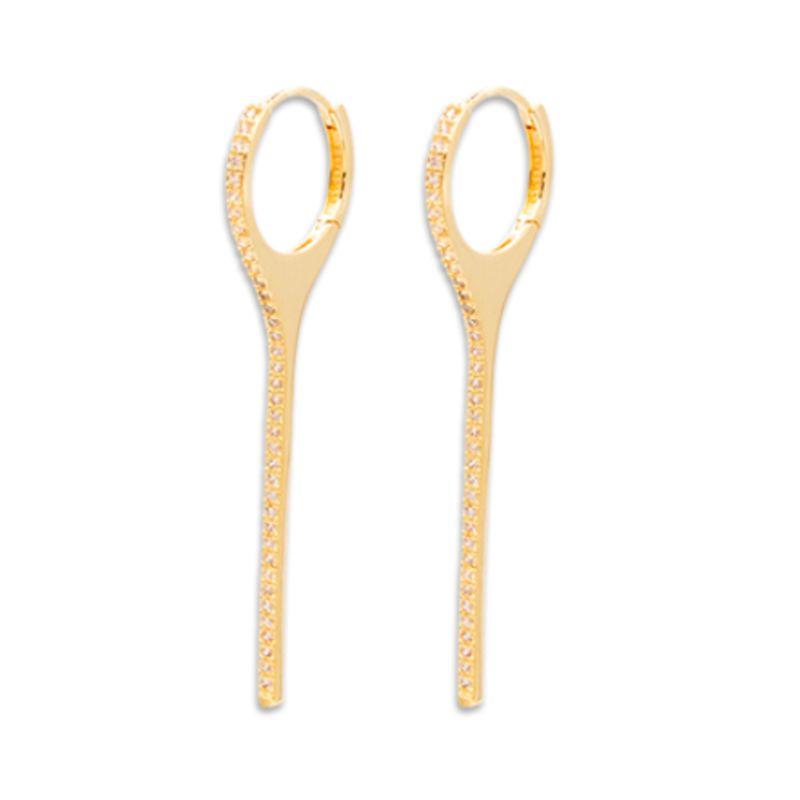 Brinco argola maior palito cravejado Bruna Semijoias