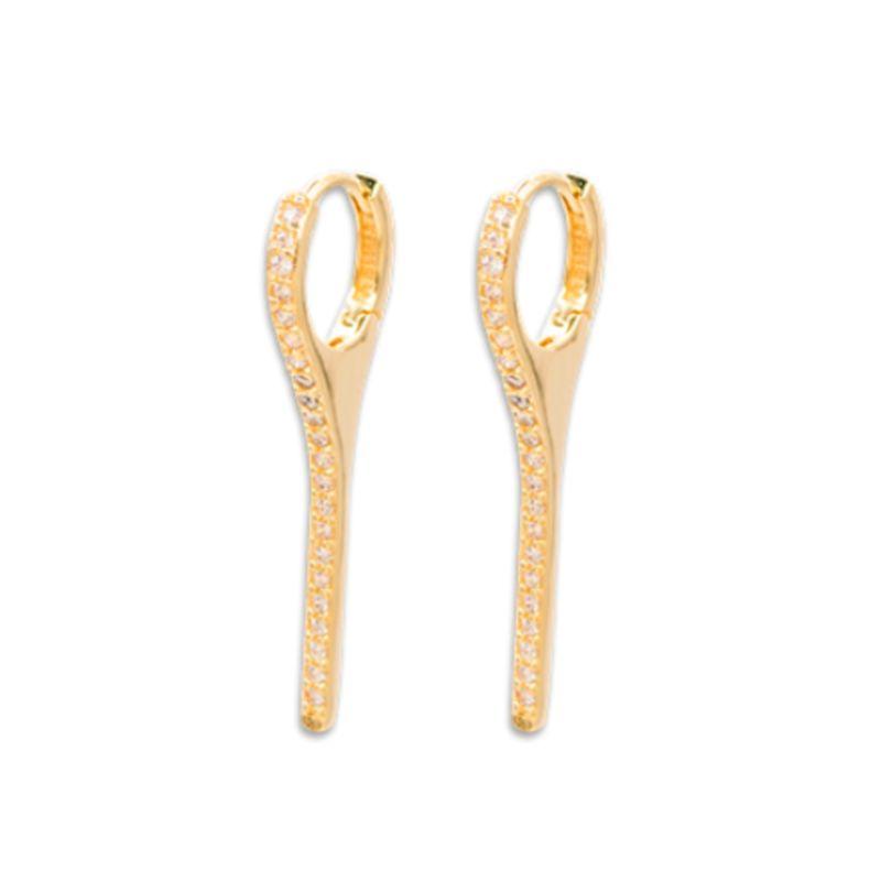 Brinco argola palito cravejado menor Bruna Semijoias